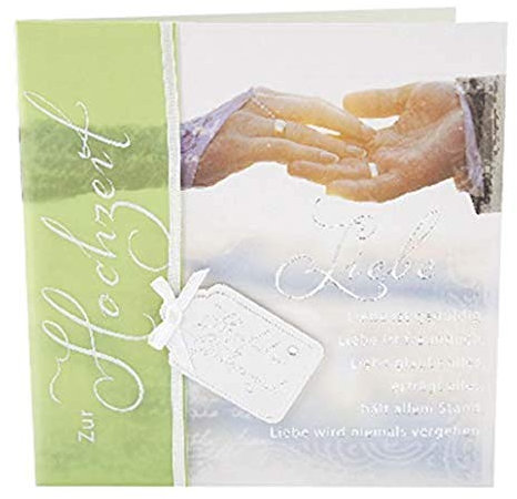 Depesche 4907.046 Emotions Glückwunsch-Karte zur Hochzeit, elegante Hochzeitskarte mit passendem Spruch und Innentext, inkl. Umschlag, 17 x 16,5 cm