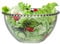 Dibor Glass Salad Bowl - Bella Perle Serving Bowl with Beaded Edge - W20cm