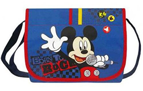 Mickey Maus Schultertasche Umhängetasche 33cm Blau Born to Rock