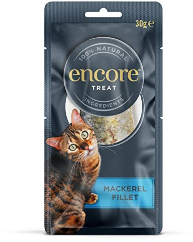 Encore 100 Percent Natural Cat Treats, Whole Mackerel Loin Cat Snack, 30g (Pack of 12)