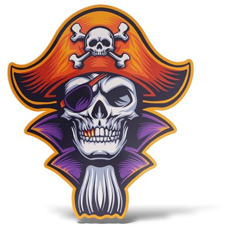 erreinge Sticker Teschio Pirata Adesivo Sagomato in PVC per Decalcomania Parete Murale Auto Moto Casco Camper Laptop - cm 12