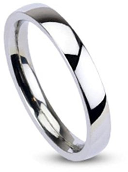 Paula & Fritz® Ring aus Edelstahl Chirurgenstahl 316L Silber Klassischer Ehering Hochglanz poliert 3mm Breite Ringgrößen 46 (144) – 66 (21) R001-3