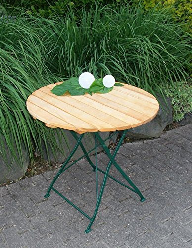 Gartentisch Passau 77cm rund Robinie Flachstahl grün pulverbeschichtet