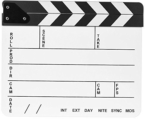 Professional Studio Kamera Fotografie Video Acryl 23.006 Dry Erase Director Film Movie Klappen Schiefer mit Weiß/Schwarz Sticks (24,4 x 29,7 cm/25 x 30 cm), weiß