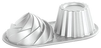 Nordic Ware Cute Cupcake Cast Aluminium Non Stick Bundt Baking Pan 6 Cup - Silver