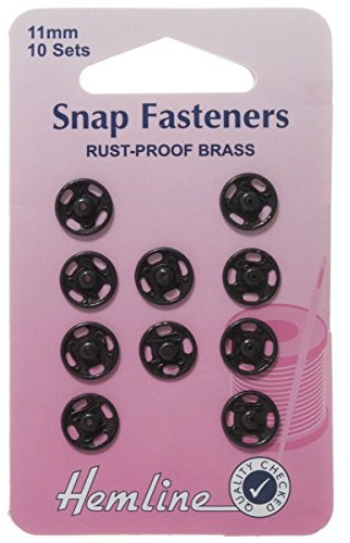 Sew On Snap Fasteners 11mm Black