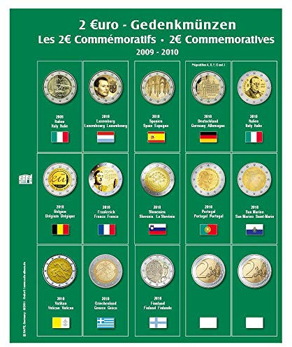 Safe 7341-6 Premium Münzblätter Ergänzungsblätter Münzhüllen 7393 mit Vordruckblättern 2 Euro Münzen Gedenkmünzen 2009-2010