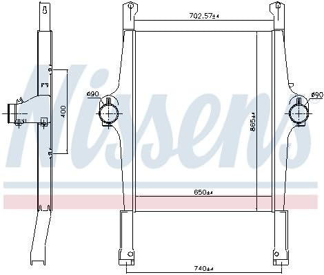 NISSENS 97022 Ladeluftkühler/LLK Anschluss links gerade Anschluss rechts gerade ohne Schnellkupplung Turbokühler für IVECO S-WAY 41214448 500060970