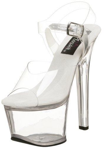 Pleaser SKY-308, Damen Plateau Sandalen, Transparent (Transparent (Clr/Clr)), 36 EU (3 Damen UK)