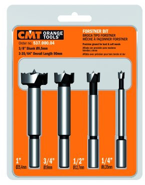 CMT 537.000.04 4-Piece Forstner Bit set, 1/4-1/2-3/4-1-Inch Diameters, 3/8-Inch Shank