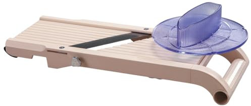 Benriner - Mandoline Japonaise Premium 95 mm + Poussoir de sécurité - ABS + INOX - Tranche Fruits et Légumes et Réalise Frites et Juliennes - 3 Lames Interchangeables