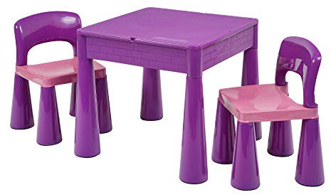 Liberty House Toys 5 in 1 Activity Table & Chairs with Writing Top/Sand/Water/Storage, Violet, H465 x W510 x D530mm