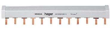 barre de pontage - 3 pôles + neutre - languettes - 12 modules - hager kbn863a