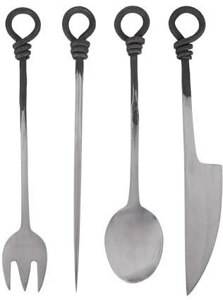 Ulfberth Mittelalterliches Essbesteck, geschmiedet aus Edelstahl gehämmert - Besteck - Messer - Gabel - Löffel - Pfriem - Mittelalter