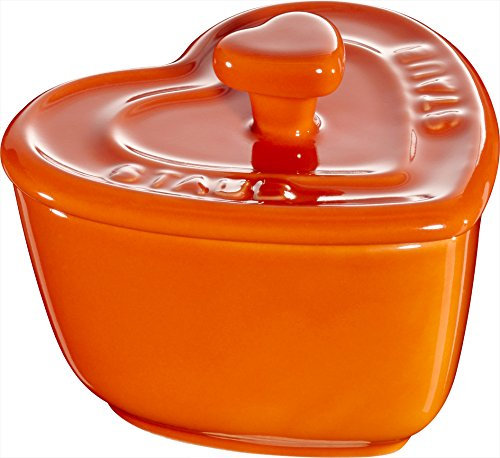 Staub Keramik 2er Set XS Mini Cocotte Herz Dessertschale Auflaufform Orange 8 cm