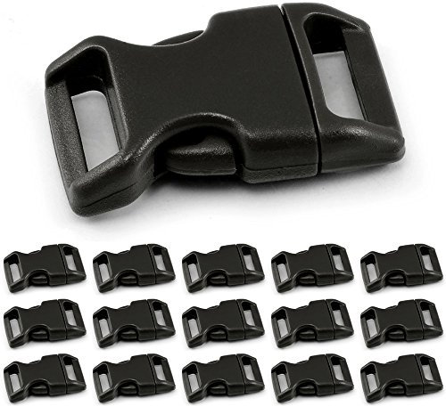 Ganzoo Klick-Verschluss aus Kunststoff im 15er Set, 5/8 / Klippverschluss/Steckschließer/Steckverschluss für Paracord-Armbänder, Hunde-Halsbänder, Rucksack, Farbe: schwarz