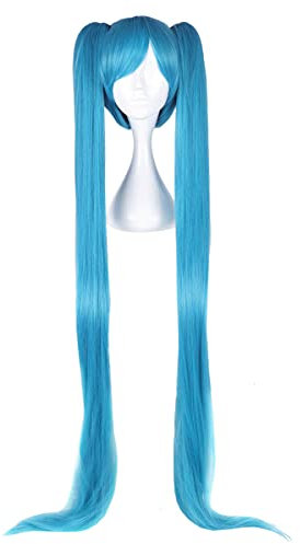 CoolChange Cosplay Perücke mit sehr Langen Zöpfen für Hatsune Miku Fans | 130cm | Farbe: Blau