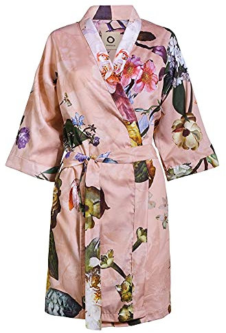 ESSENZA Kimono Fleur Rose, M, 100% Baumwollsatin, Blumen Pfingstrosen Tulpen