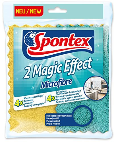 Spontex Magic Effect - Juego de 2 paños de microfibra absorbentes, sin rayas, eficientes