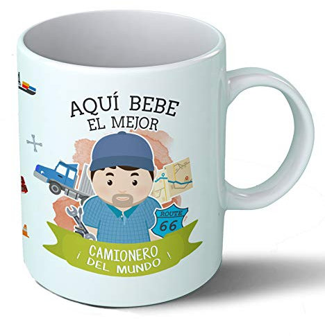 Planetacase - Taza Camionero - Regalo Original - Cerámica 330 mL - Taza Desayuno Apta para Microondas y Lavavajillas - Resistente a Lavados