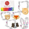 Animal Faces Cookie Cutters 5-Pc. Set Made in The USA by Ann Clark, Cat, Dog, Bear, Raccoon/Fox, Bunny