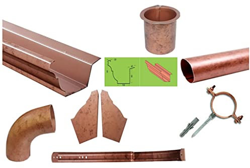 T.E.G. METALLI S.R.L. Kit Grondaia K10 SV420 in Lamiera o Alluminio Vari Colori e Lunghezze + Accessori di Montaggio (Kit 6 Metri, Alluminio/Rame Antichizzato)