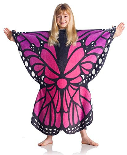 Kanguru, weiche tragbare Decke in Schmetterling Form, wendbar, blau und rosa, Oversize, ermöglicht Bewegung, Elegante Geschenkidee für Mädchen von 6 bis 16 Jahren, zu Weihnachten oder Geburtstag
