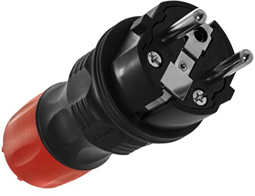 KEL Schutzkontakt Stecker 16A / 250V - 2 Polig Gummi Stecker - IP54 Außenbereich, Hermetisch, Wasserdicht