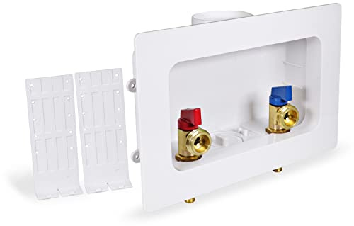 Highcraft TC300-Q Washing Machine Outlet Box with Valves B White ABS, 1/2'' PEX Barb