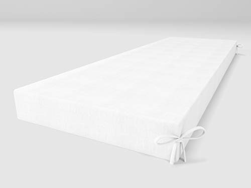 ALOHA Bankauflage Bankkissen für Gartenbank, Gartenschaukel, Gartenmöbel, Terrasse, Rasen, Sitzbank-Kissen Bankpolster Auflage (Weiß / 120x40x8cm / 1 Stück)