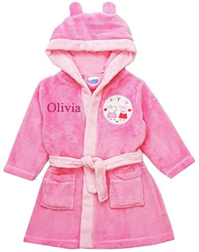 Girls Personalised Peppa Pig Dressing Gown Character Nightwear (18-24 Months, Peppa Pig - Robe)