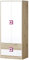 Marmex Nico N1 Zweitüriger Kleiderschrank - Hochwertige Möbelbeschläge - Kleiner Kleiderschrank - Kleiderschrank für Jugend, Kinderzimmer - Eiche Hell + Weiß + Rosa - 80x190x50cm
