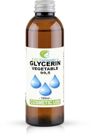 Glicerina vegetale (glicerolo) liquido 99,5% – 100 ml – puro e naturale, senza OGM, umettante naturale, senza profumo, per uso cosmetico