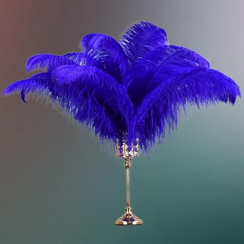 Blaue Straußenfedern, Dekorationsfedern, 15–70 cm lange Straußenfedern, Basteln, Tischdekoration, Fliegenbindematerial, Dekoration, 50–55 cm, kleine Stange, 100 Stück