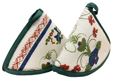 Amarcord Set 2 Presine Cappuccio in Cotone con disegni di Faenza Verde