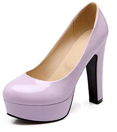 Fujian Friday Elegante Damen High Heels Schuhe Frühling Sexy Pumps Plateau Lack Blau Rosa Absatz Party Hochzeit Schuhe Damen Große Größe - Lila, 4,5