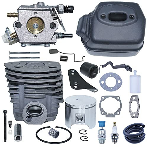 Gubeter Kit de reparación de silenciador de Escape de carburador de pistón de Cilindro de 46Mm, para Piezas de Motosierra para Husqvarna 55 51, 503609171, 501766605, 503218202, 503281504