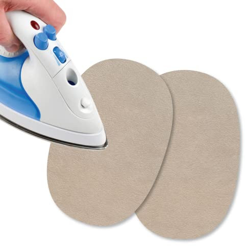 USIT, Pack of 2 Mini Iron-On Patches Suede Fabric 13 x 9 cm Ideal for Touching Up Trousers, Jackets and Shirts, Inchangeable Colours, Sand