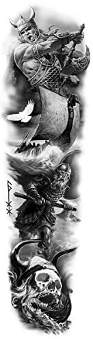 x3 Tatouage bras viking - 1 lot de 3 Feuilles de tatouage éphémère sleeve | Bras complet | Noir | Homme - TATTOO YOUR STYLE