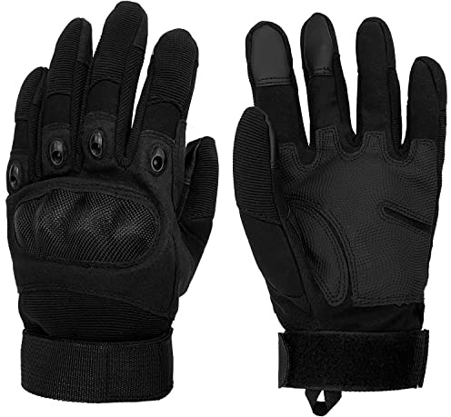 Sutekus Tactical Gloves Hard Knuckle Gloves with Touchscreen Fingers Hand Gear for Hiking, Camping, Hunting, Combat, Shooting, Cycling, Motorcycle (Black, Medium)