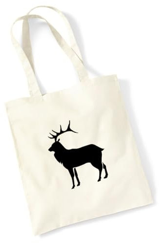 Huuraa Tasche Hirsch Silhouette Geschenk 10 Liter Natural Baumwolle Hirsch Accessoire