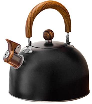 Whistling Stovetop Tea Kettle, 3L Stainless Steel Teakettle with Heat Proof Handle, Gas Kettle with, Retro Teapot for Stove Top with for Induction Electric Halogen (Black)