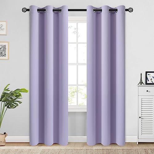 COSVIYA Grommet Blackout Room Darkening Lilac Curtains 84 inch Length 2 Panels,Thick Polyester Light Blocking Insulated Thermal Window Curtain Drapes for Bedroom/Living Room,38x84 inches