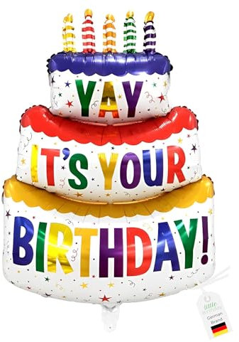 LITTLE BIRTHDAY | XXL Happy Birthday Ballon | Folienballon | Herzlichen Glückwunsch zum Geburtstag Luftballon | Helium Gas Balloon | Geburtstag | Kindergeburtstag | 95 cm