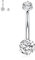 hengkaixuan 14G Bauchnabelring Titan Bauchschmuck 10mm Nabelring Innengewinde Bauchnabelpiercing Silberschmuck mit CZ(4+6mm)