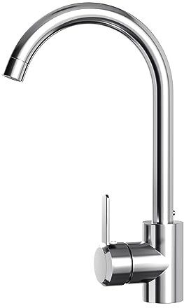 Marketero High Arc 360° Rotation Stainless Steel Monobloc Kitchen Mixer Tap - 1 Hole Single Lever Faucet with 2 Pipes