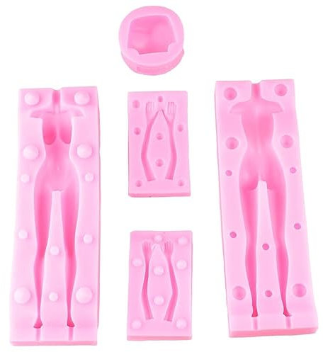 YYlingx 5Pcs 3D Woman Body Shape Clay Mould, Female Doll Silicone Moulds Kit, Full Body Moulds for Polymer Clay Crafting Fondant Cake Decorating