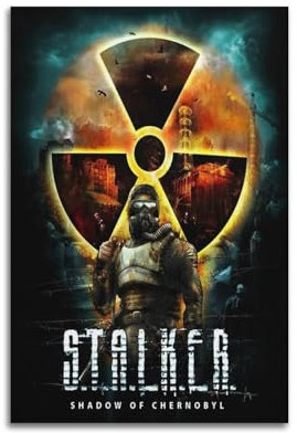 Quem Game Stalker Poster mit Schatten von Tschernobyl, dekoratives Gemälde, Leinwand, Wandposter und Kunstdruck, moderne Familienschlafzimmer-Dekoration, Poster, 20 x 30 cm