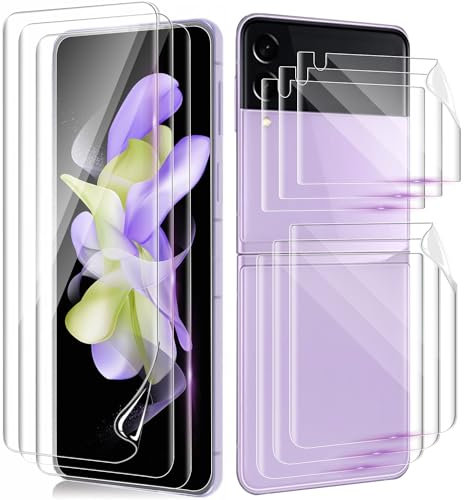 DoubCase Samsung Z Flip 4 Screen Protector 3 Sets,Z Flip 4 Screen Protector Soft TPU 360° Bubble Free Full Pack [with Scratch Tool] Anti-Scratch Film Protector for Samsung Galaxy Z Flip 4