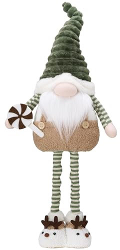Valery Madelyn Weihnachtswichtel für Weihnachtsdeko,64cm Weihnachtsgnom Grün Braun,Verstellbaren Beinen,Deko Weihnachten Zwerg für Innen Haus,Weihnachtszierschmuck